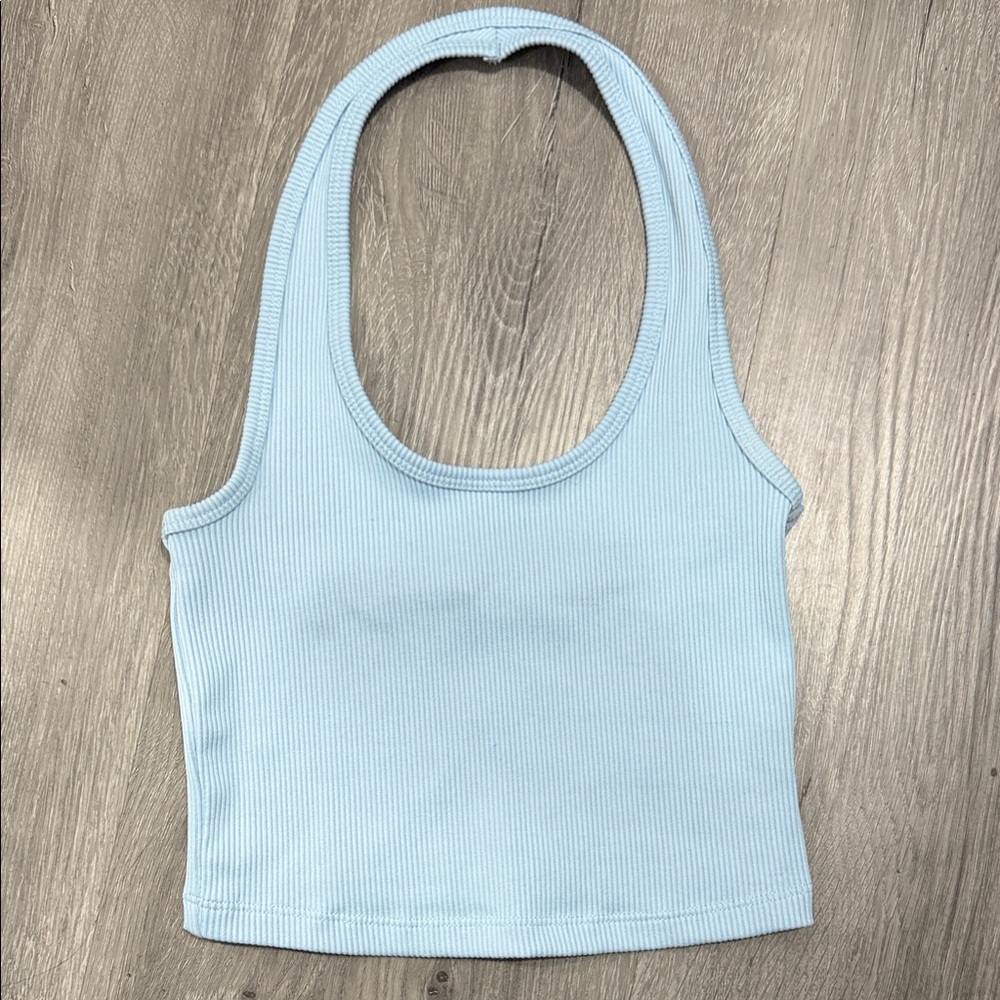 H&M Light Blue Ribbed Halter Top